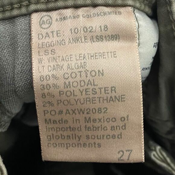 AG Adriano Goldschmied Jeans Womens 27 Green Legging Ankle Faux Leather Pants - Picture 13 of 15